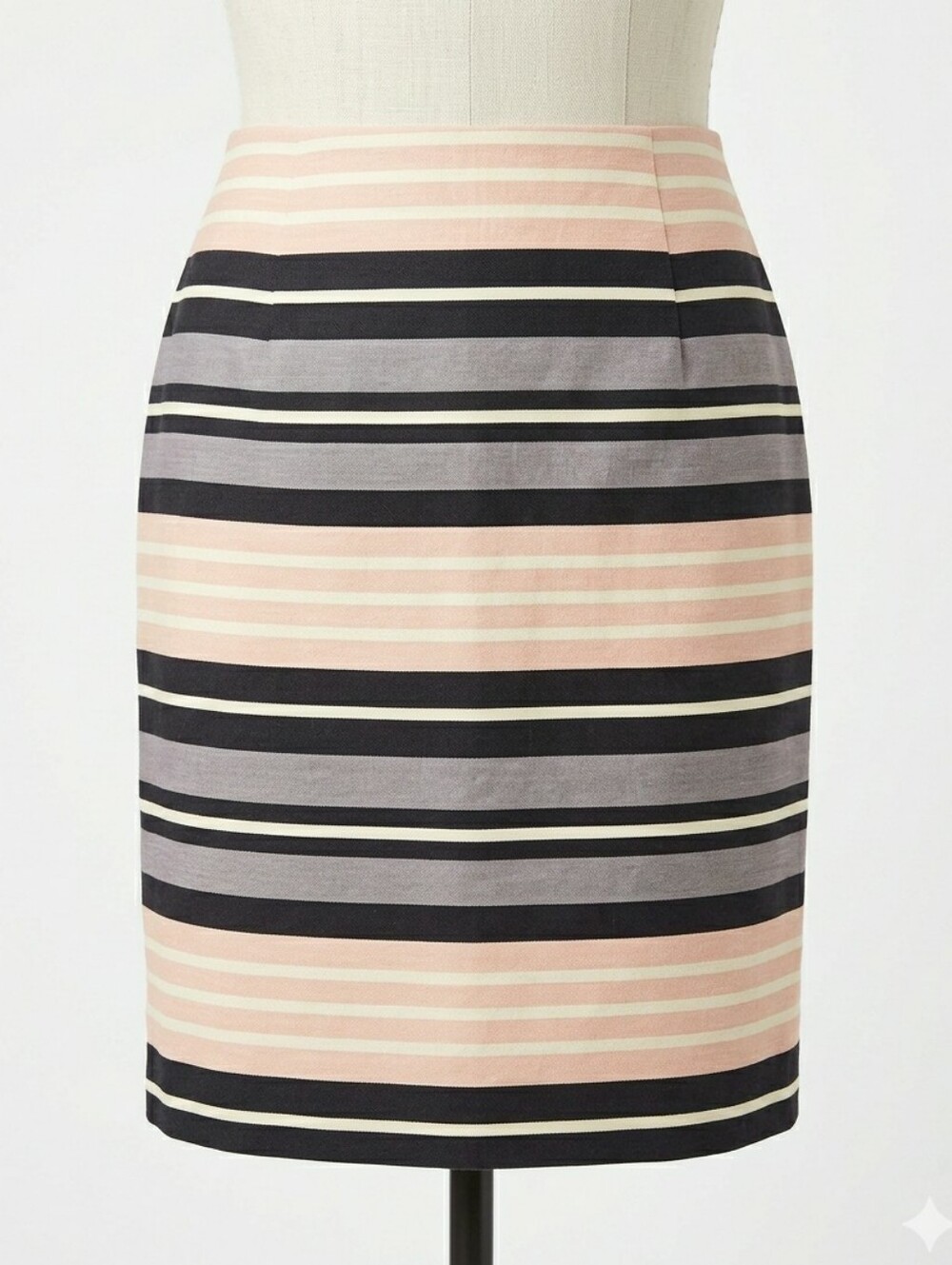 ANN TAYLOR Striped Cotton Pencil Skirt Tea Rose Pink Gray Black 6P